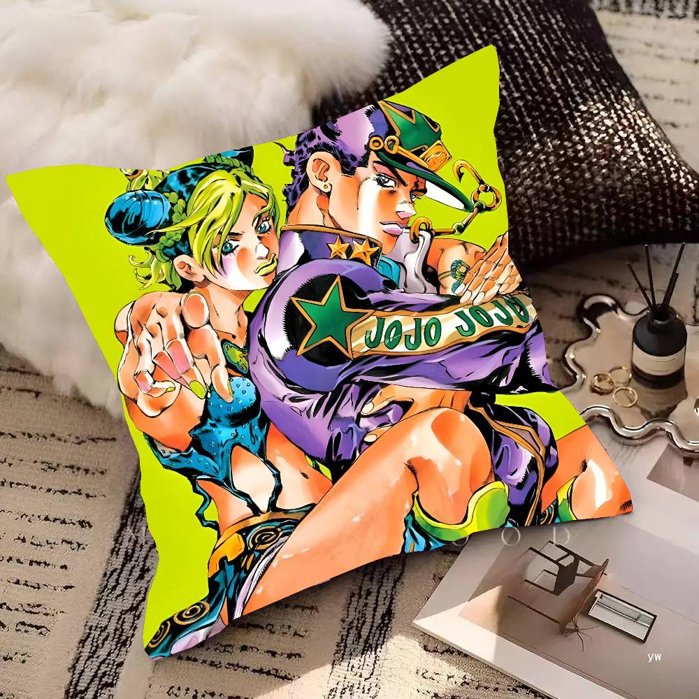 Anime JoJo's Bizarre Adventure Jolyne Cujoh Pillow Case Square Pillow Bedroom Sofa Leisure Comfort Cushion Car Home Decoration