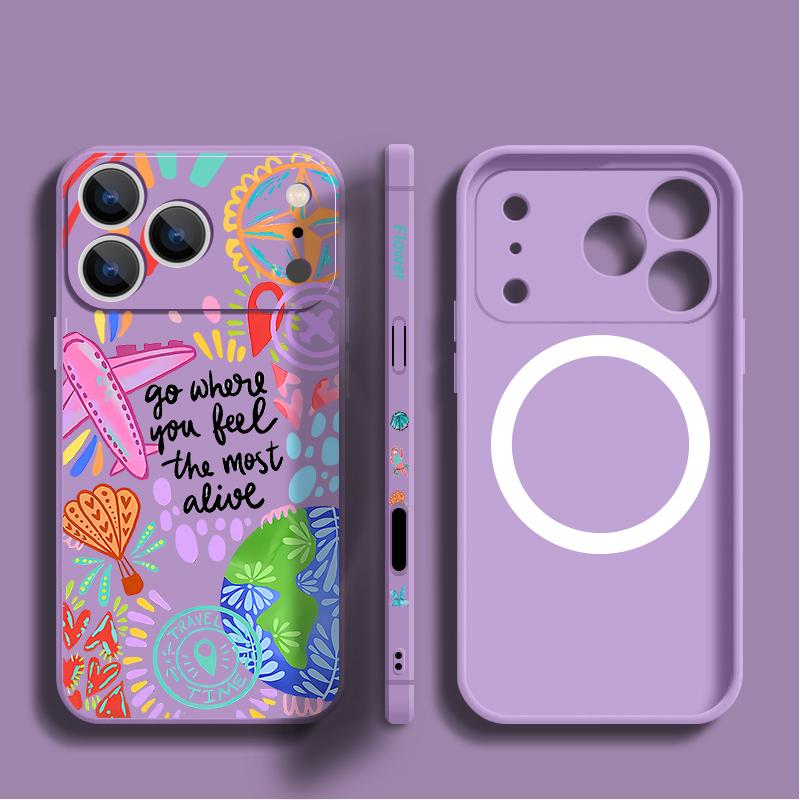 Cartoon Fire Balloon Pattern Case For iPhone 17 Pro Max Magnetic For Magsafe Silicone Cover For iPhone 16 Pro Max Funda iPhone 15 14 13 12 11 16E Air