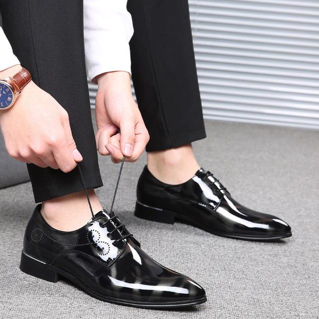 Office Men's Shoes Fashion Shiny Patent Leather Shoes Casual Luxury Business Wedding Shoes Men Oxford 38-48