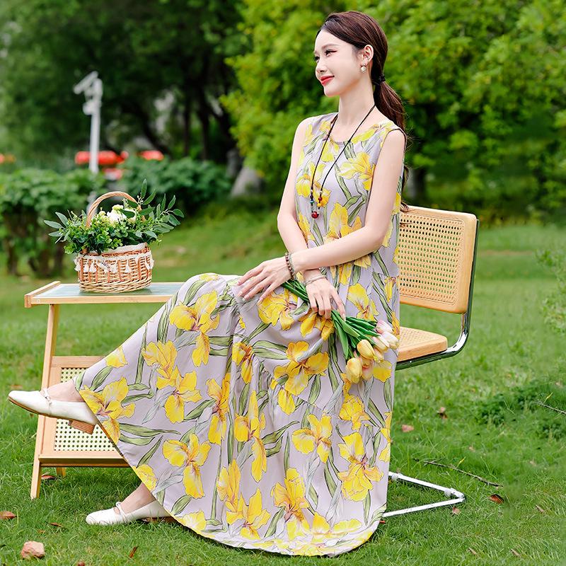 

Summer Printed Plus Size Mid-Length Dress - Slimming Seaside Vacation Style 2026 4XL (150-165 jin)