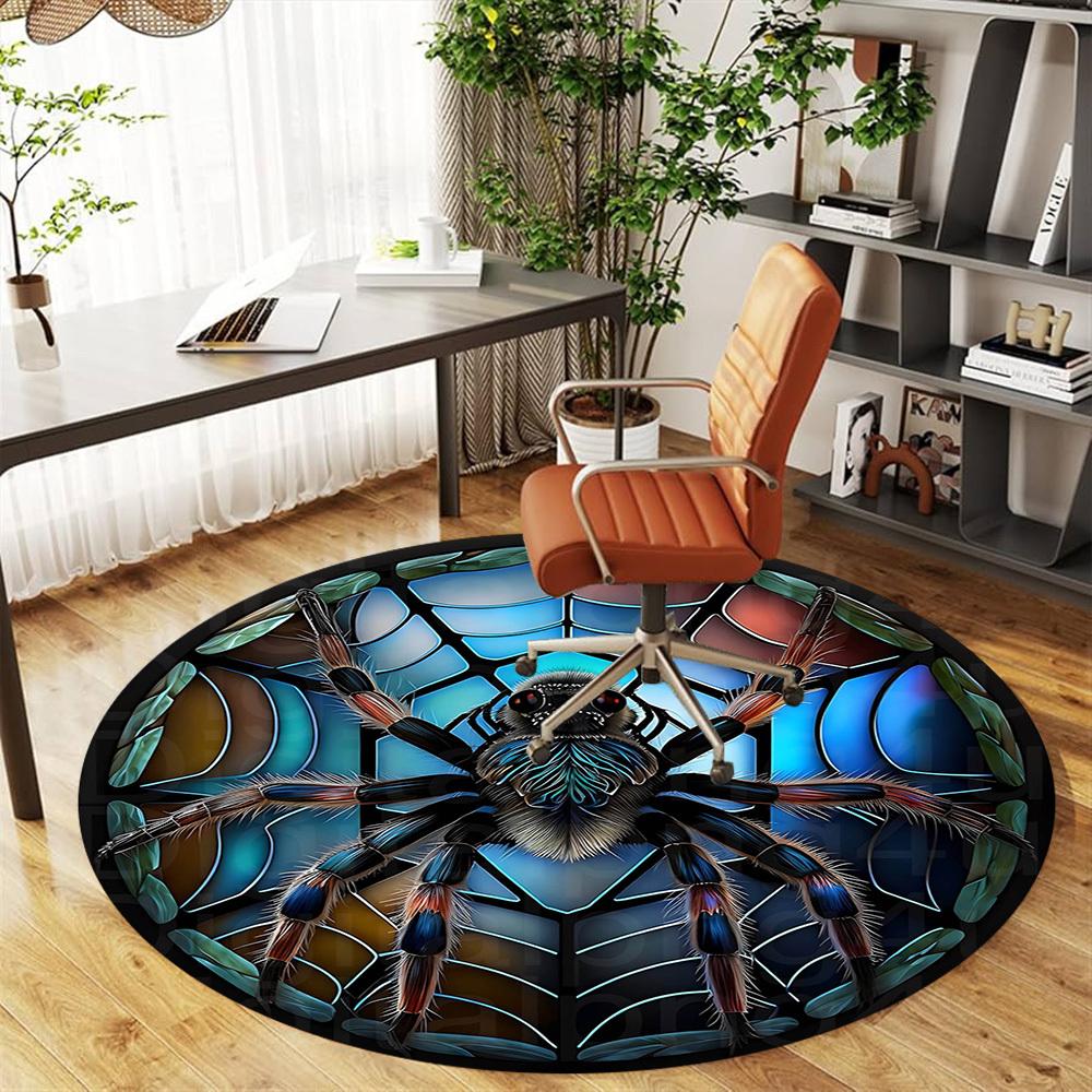 1pc Spider Web Round Chair mat Area Rug - Non-Slip, Floor Mat for Office, Bedroom, and Indoor Decor -1002234