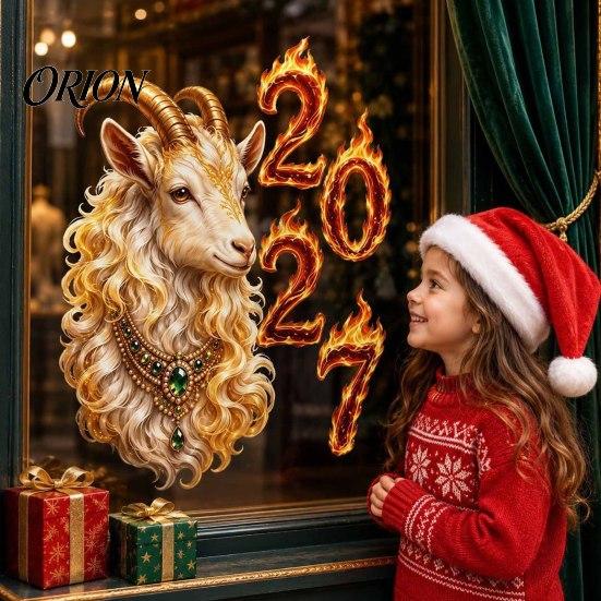 Static Glass Window Cling 2027 Year of Goat Cling, Golden?White Zodiac Festive Home Decoration Sticker, Lunar New Spring Festival Decor for