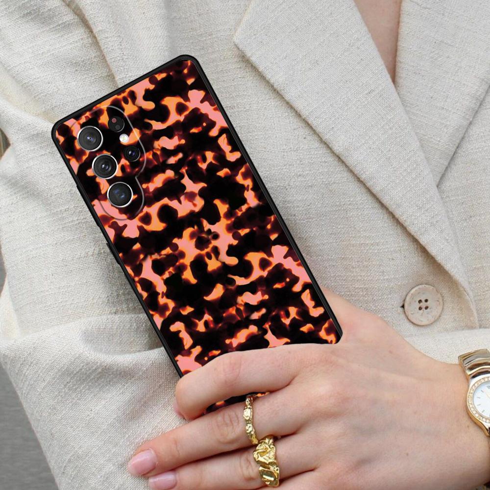 Tortoise Shell Pattern Marble Cell Phone Case for Samsung Galaxy S26 Ultra S25 S24 S23 S22 S21 S20 Note10 Cover