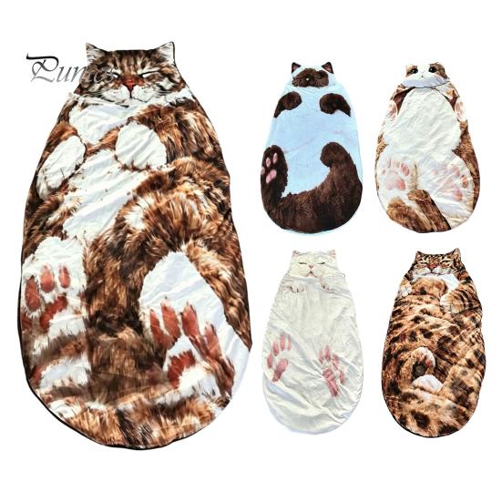 Plush Sleeping Sack Cat Envelope Bag, Winter Slumber Bag for Men Women, Lightweight Animal Nap Mat Home Travel Traveling