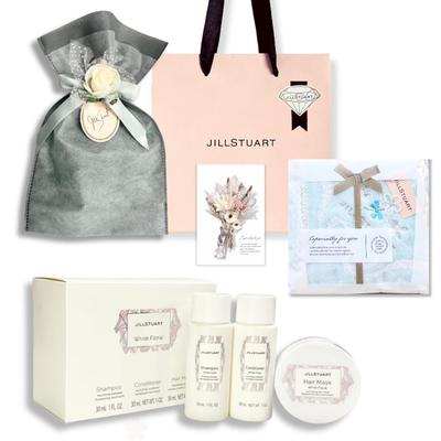 JILL STUART White Floral Haarpflege Reise-Set und Haar-Reise-Kit Light Geburtstag mit Tragetasche [Geschenkverpackung] (Shampoo, Spülung, Maske) &