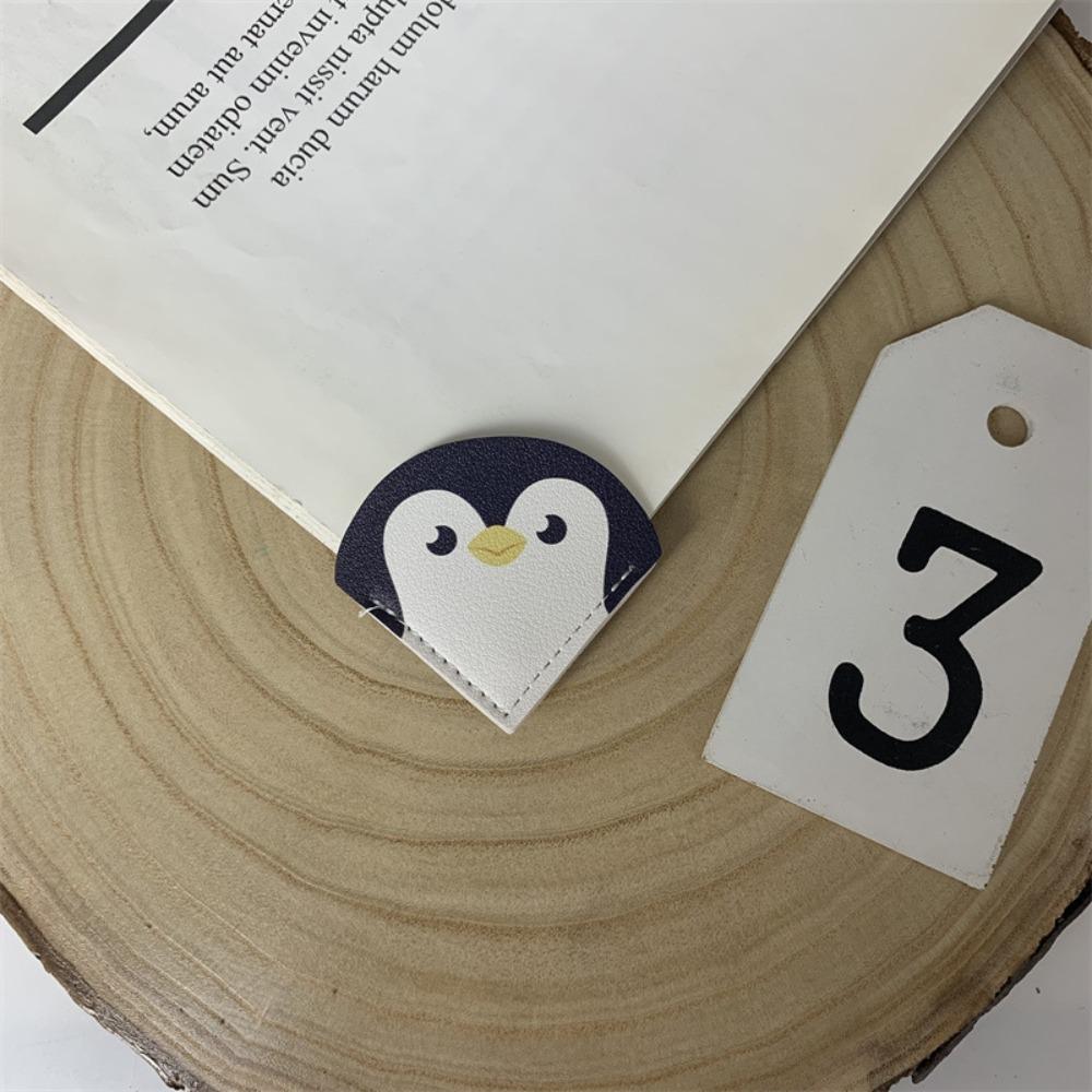 

Leather Book Page Holders Corner-wrap Kids Reading Gifts Animal Shaped Bookmark Reading Plan Penguin