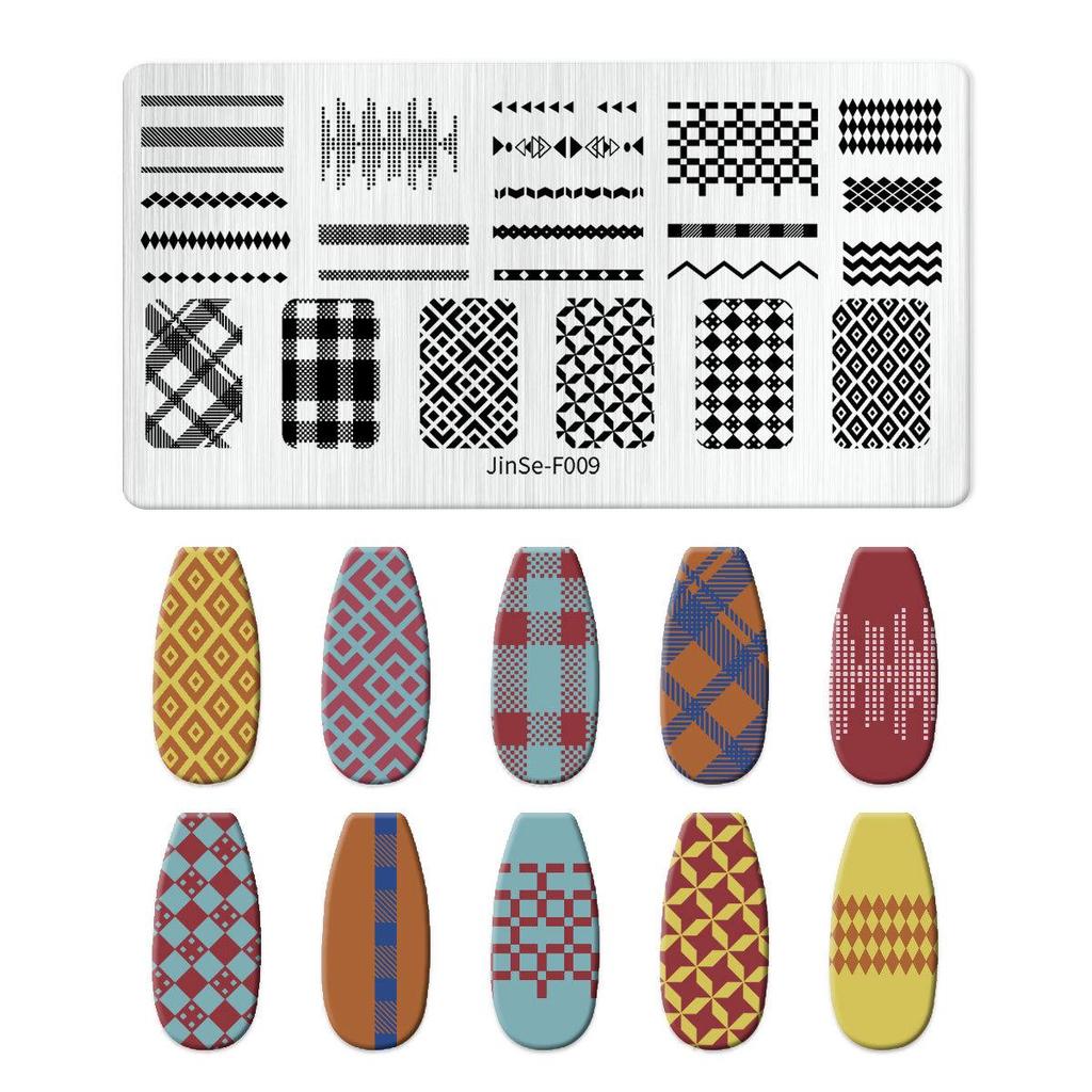 Nail Art Silicone Stamp & Geometric Steel Plate Set