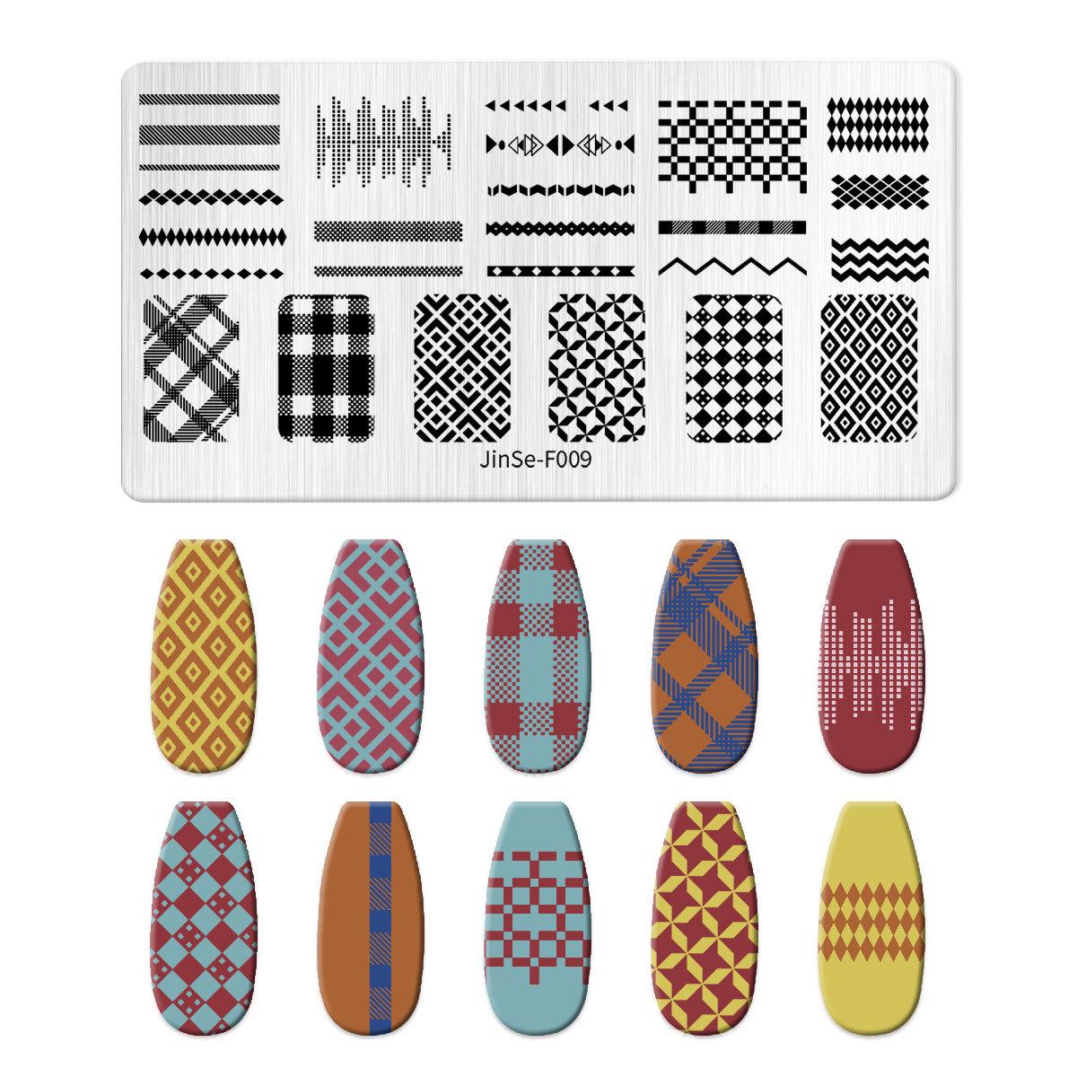 

Набор из силиконовых штампов для дизайна ногтей и геометрических стальных пластин