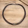 Simple Gun Black Color Wax Cord With Pendant Necklace for Men Small Round Rings Charm Choker Jewelry Collar Party Street