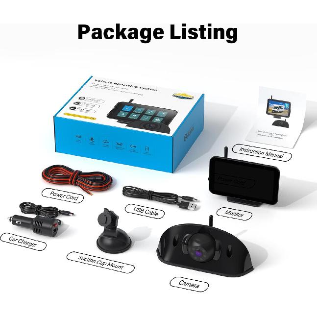 eRapta RV Backup Camera Wireless System for Furrion with 5-Inch Monitor 1080P, 1 Rear Camera, Wide-View, Video Recording, IR Night Vision, IP69