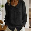 Camicia da Donna Vestibilità Larga Collo a Bambola Manica Lunga Abbottonatura Frontale Camicia Top Ricamo Floreale Jacquard Fantasia Vestibilità Larga Camicia