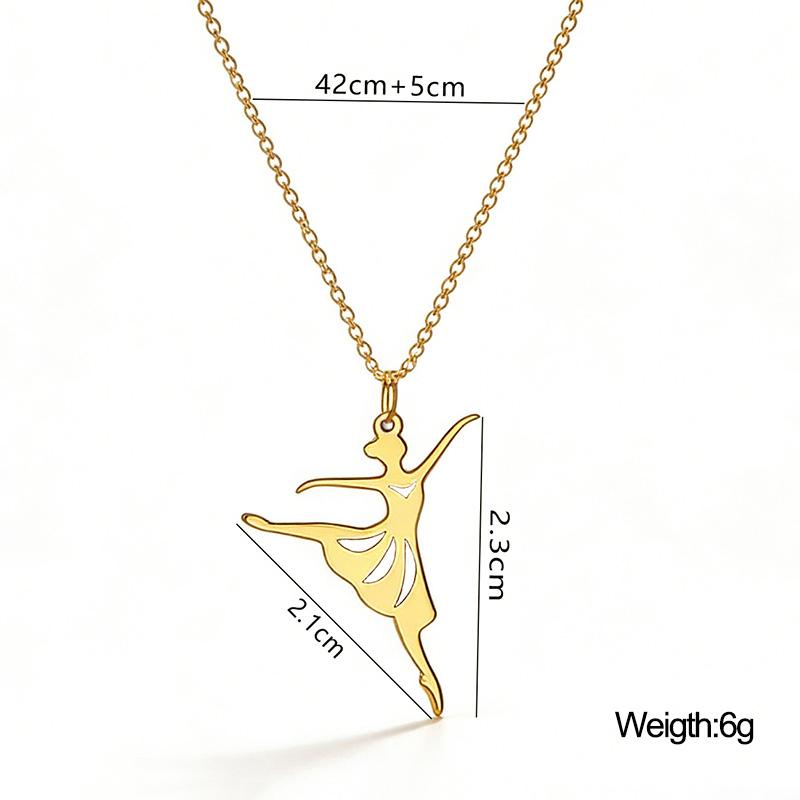 Elegant Ballet Dancer Pendant Necklace Stainless Steel Ballerina Necklaces For Women Jewelry Gifts