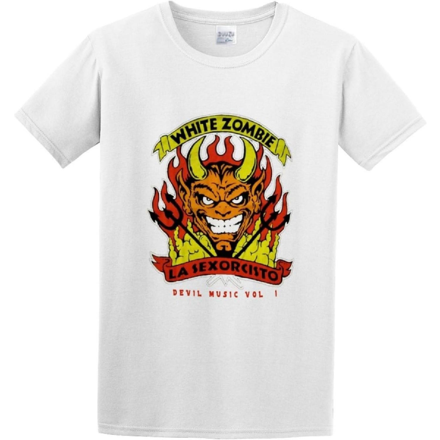 Men s T Shirt White Zombie Band Devil s Music Rock Metal Short Sleeves White S