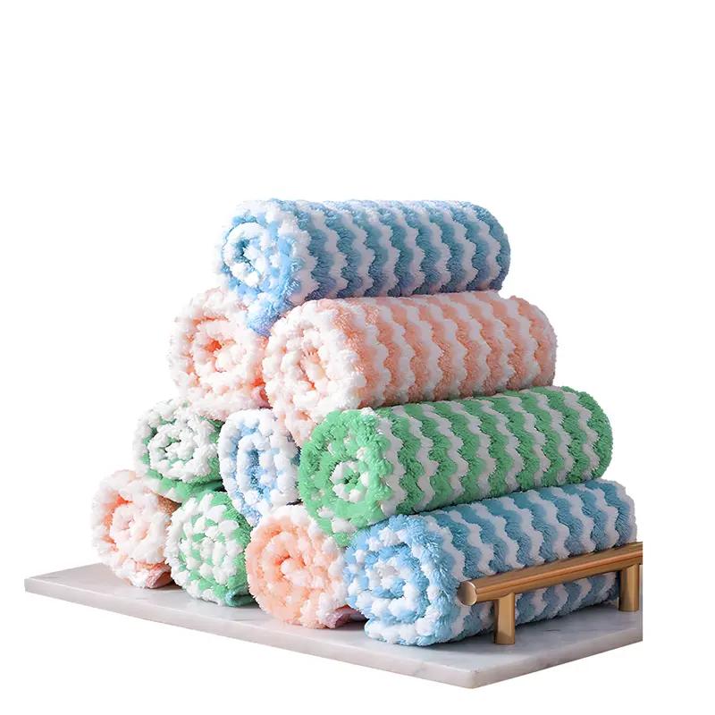 

5 шт/10 шт кухонная салфетка для мытья посуды из сверхтонкого волокна, впитывающая воду салфетка для уборки многоцелевые бытовые чистящие средства