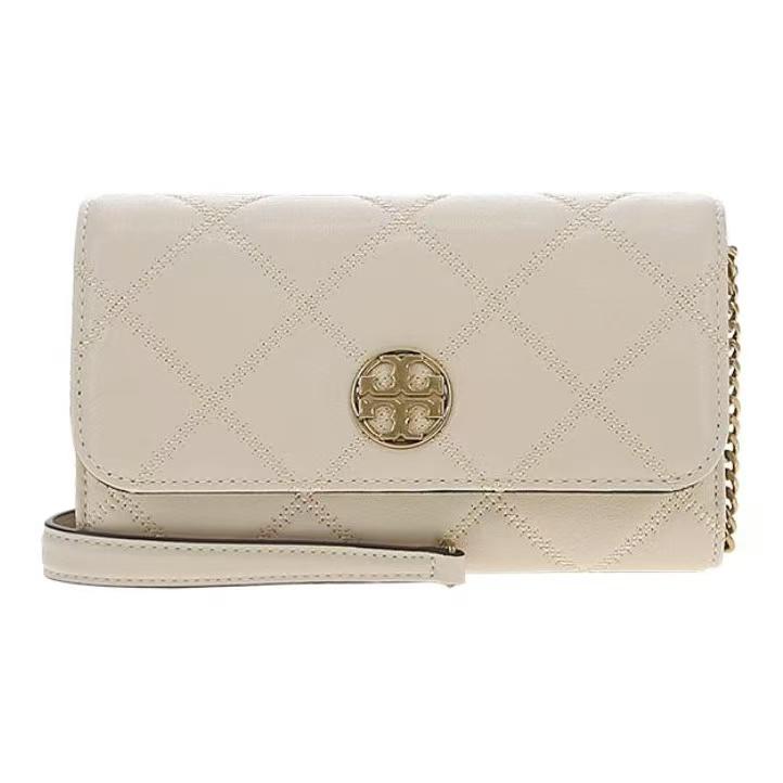 

Tory Burch Flap Closure Lambskin Shoulder Crossbody Bag Women Bags Beige 150076-724 Basic Set (Bag+Dust Bag)