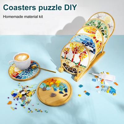 Mosaik-Bastelset zum Herstellen von Untersetzern für Erwachsene, DIY-Set aus Glasmosaikfliesen, Keramikkunst, Massenmaterialpaket für Frauen, Kinder, Senioren, handgefertigte Geschenke