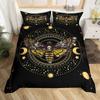 Butterfly And Death Moth Duvet Cover Queen Gothic Skull Flower Star Sky Moon Bedding Set Polyester Boho Exotic Black Quilt Cover