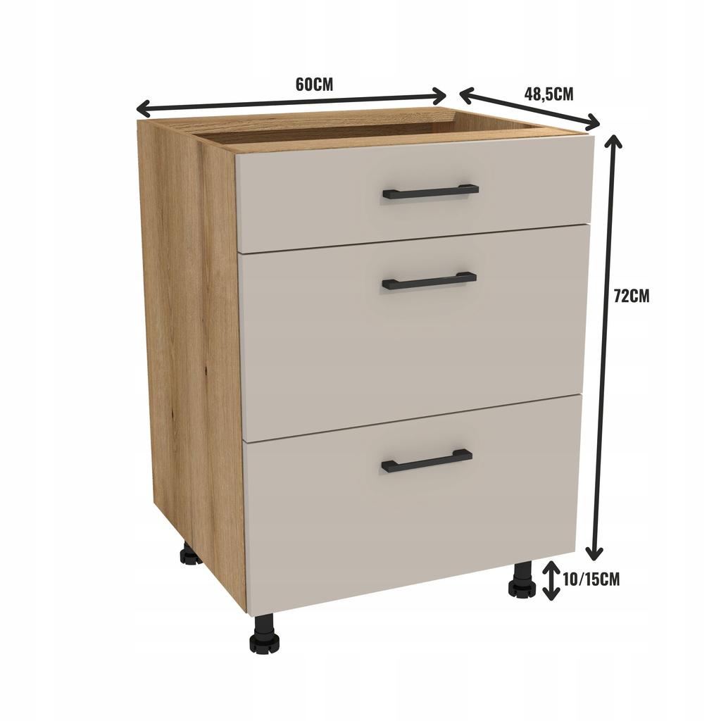 Kitchen Cabinet with Drawers Super Slim 60 Capri Oak Evoke Cashmere Front