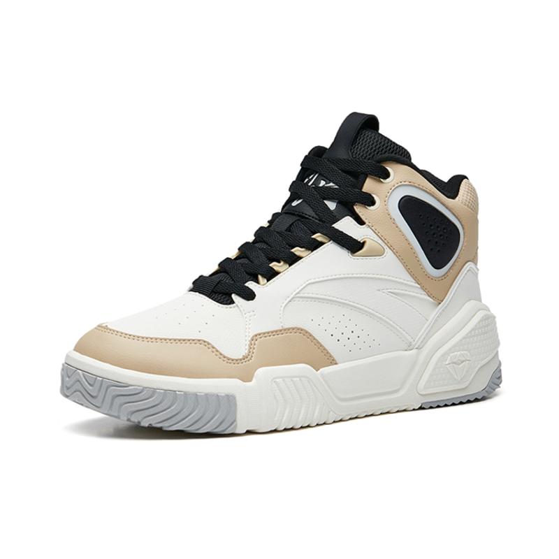 Anta Flame High-Top Skateboard Shoes Men's White Brown Sneakers 112238090R-3