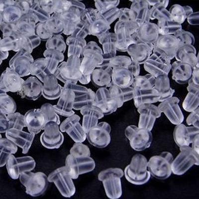 100pcs Clear Soft Earring Hook Bullet Stopper Earnut Rubber Back