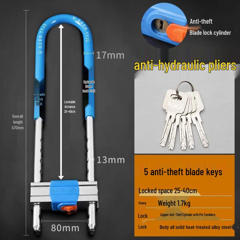 Double Door Password Glass Lock with Extended Code and Anti-theft U-lock for Electric Vehicles