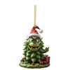 Green Elf Christmas Tree Ornament 2D Flat Acrylic Car Rear Mirror Charm Cartoon Elf Christmas Tree Hanging Pendant for Holiday Tree Window Wall Decor