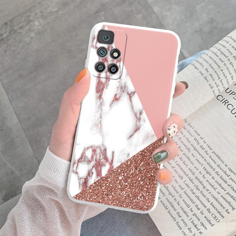 Marble Pattern Phone Case For Redmi 10 Redmi10 Protective Cover Case Pink Gold Marble Soft Silicone Funda For Xiaomi Redmi 10