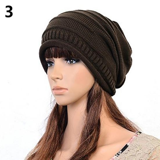 Women Autumn Fashion Hip Hop Cap Winter Warm Casual Pleated Crochet Beanie Hat