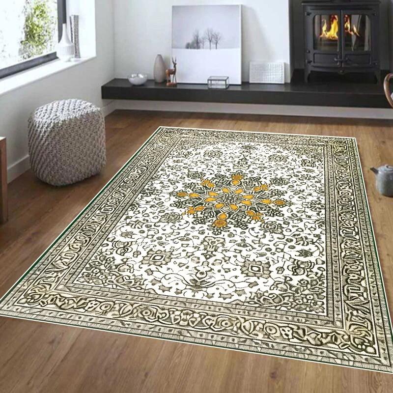 Retro Ethnischer Teppich Türkischer Perserteppich für Wohnzimmer Dekorativ Bettseite Schlafzimmer Vintage Bodenmatte Eingang Fußmatte Teppich