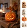 Lighted Pumpkin Figurines Lantern Ornament, Resin Hollow Tabletop Figurine, Unique Holiday Gifts Decorative Table Centerpieces for Halloween