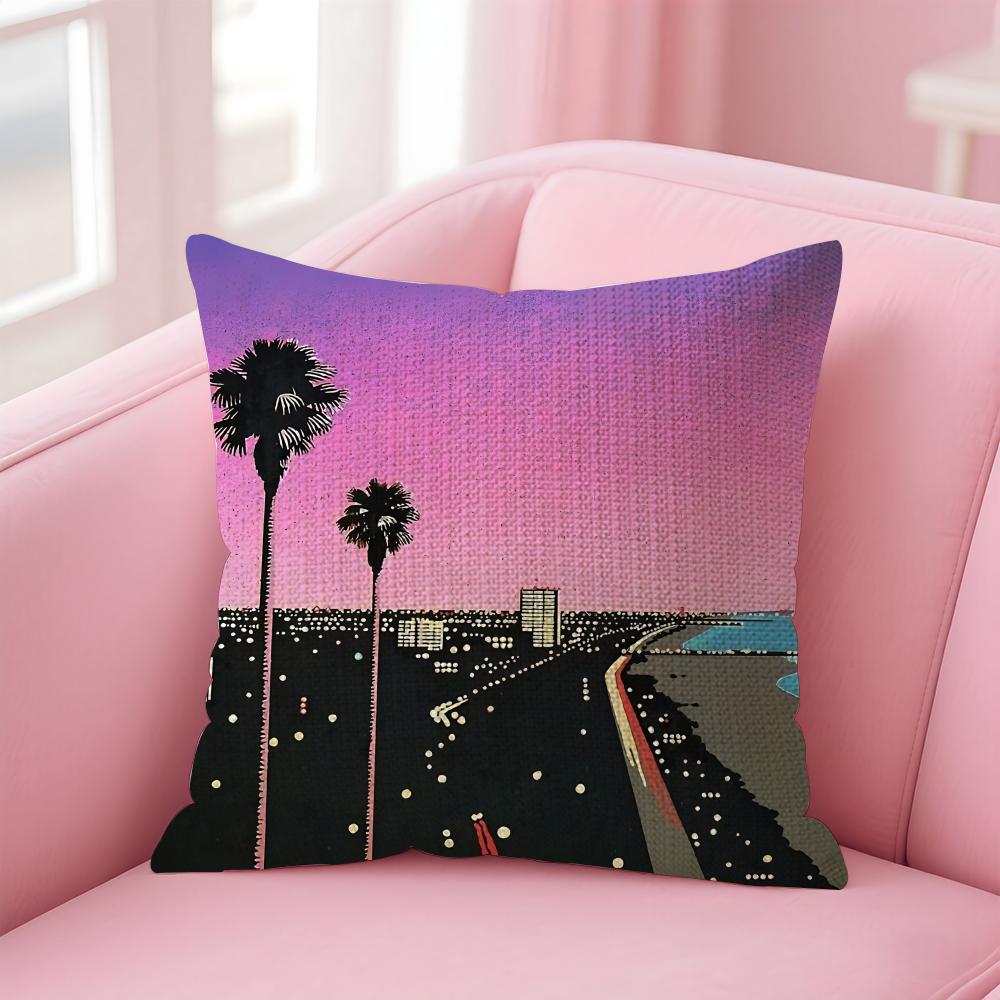 Hiroshi Nagai Fashion Cushion Cover Natural Linen Pillow Case DoubleSided Print Decorative Sofa Pillowcase Home Decor Gift