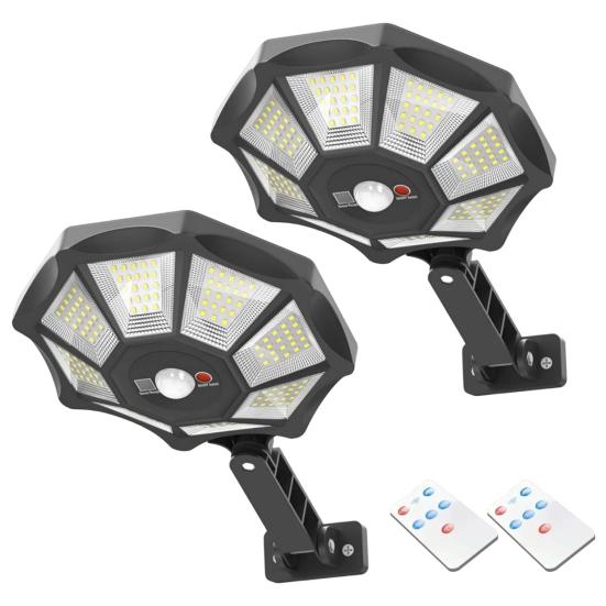 

Солнечные уличные фонари Светодиодные солнечные фонари с дистанционным управлением Супер яркие IP44 водонепроницаемые датчики движения Солнечные фонари 2pcs