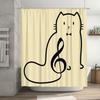 Black Music Note Cat Shower Curtain Bathroom Decor Liner for Kids Bath Room