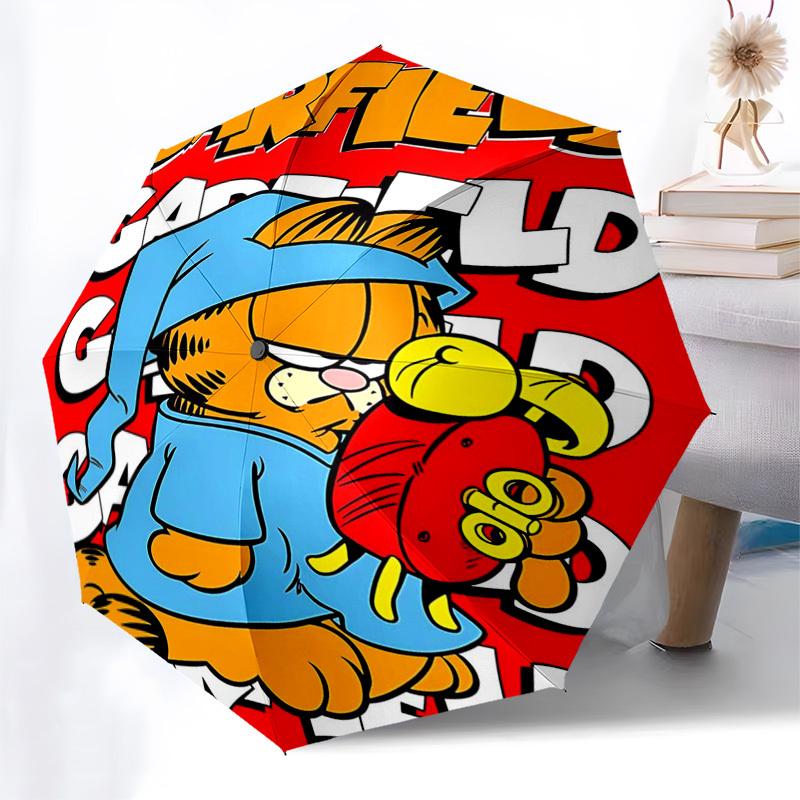

1pc Garfield Automatic Folding Umbrella, Portable 3-Fold Design with 8-Bone Iron Frame, Outdoor, Ideal Gift for Fans, Travelers, Everyday Use, Suitabl