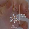 1 Pair Pink Glass Snowflake Drop Earrings -Christmas Gifts, Golden-Tone Zinc Alloy with Copper Hooks for Daily Wear & Parties