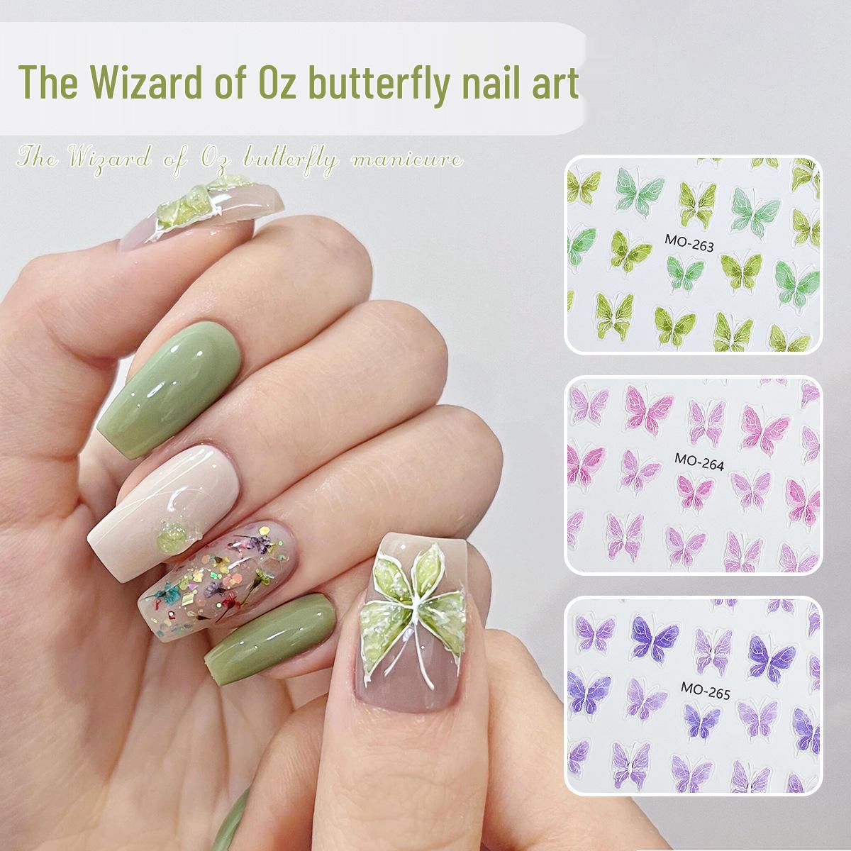 

The Wizard of Oz 3D Butterfly Nail Stickers - Cute Embossed Self-Adhesive Decals