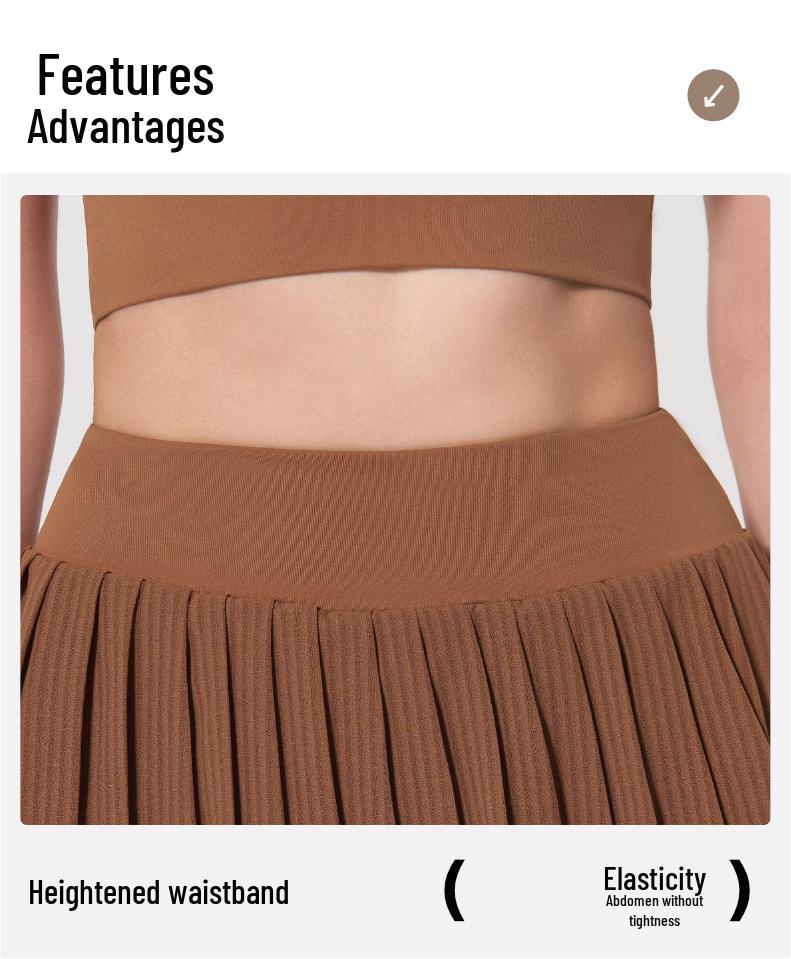 Nude Antibacterial Pleated Yoga & Running Skirt with Lining