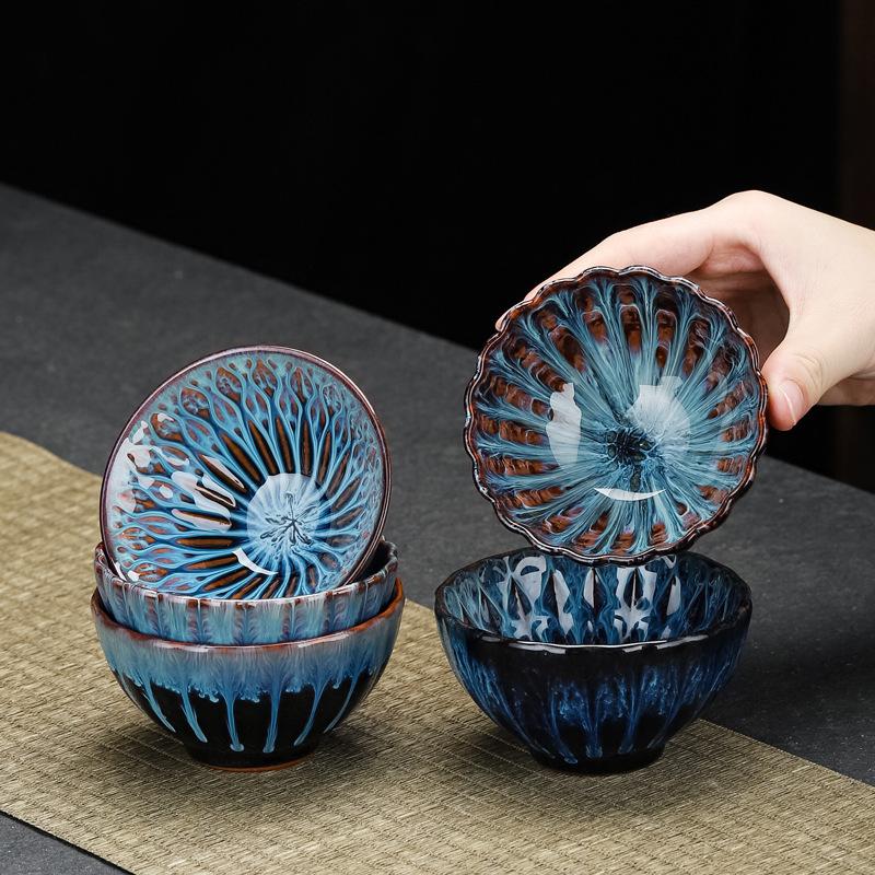 1 Chinese style tea cup, kiln transformed ceramic tea cup, Kung Fu tea cup, household afternoon tea cup coffee cup espresso cups