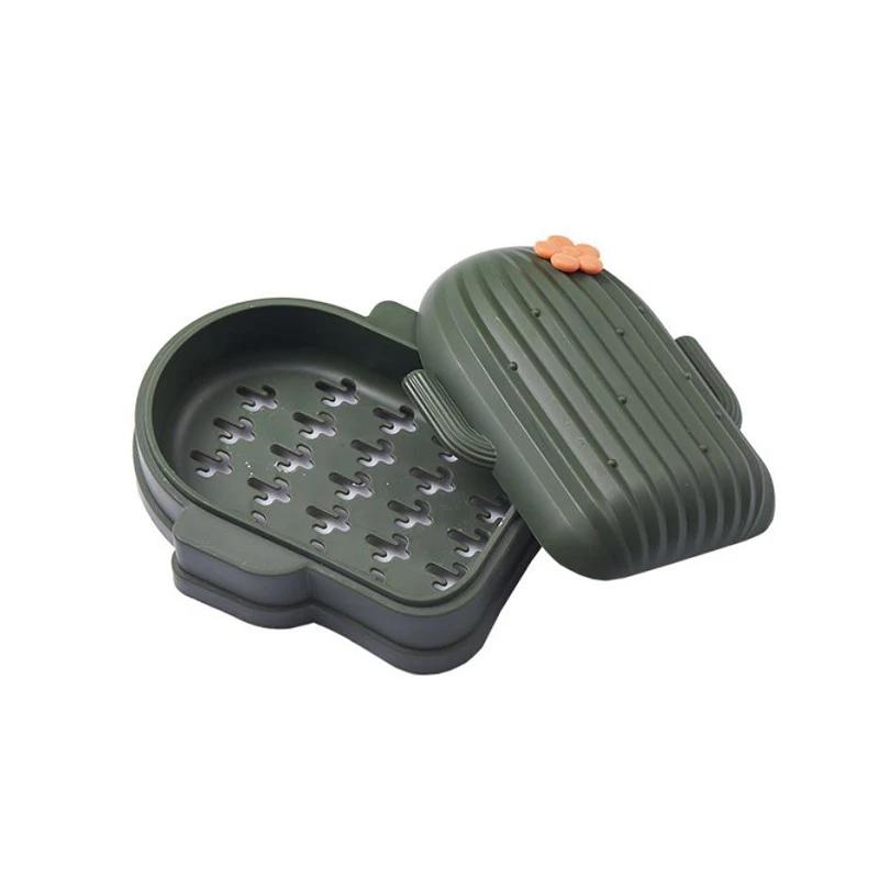 1pcs Holder Bathroom Storage Travel Portable Waterproof Soap CaseCreative Soap Box Cactus Shape Laundry Soap Sponge Dish