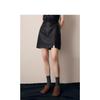 Women's Retro A-line Leather Skirt with Slit - Petite Summer 2025 Edition