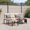 VidaXL Garden Bench Set with Cushions 3 Pcs Black, Outdoor Furniture Set, Garden Picnic Set, 3283647