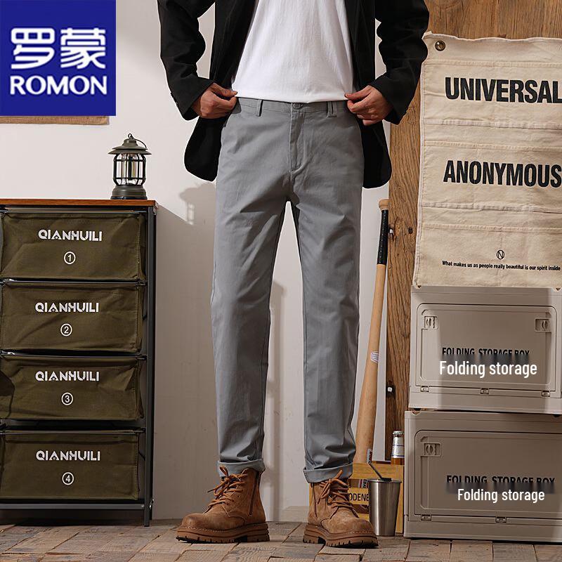 ROMON Men's Loose Straight Casual Workwear Pants