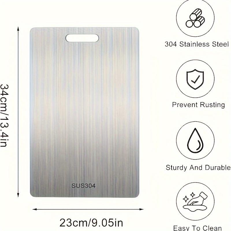 1pc Premium Stainless Steel Double-Sided Cutting Board - Thickened, Durable &, Food Grade for Kitchen & Restaurant Use, Easy To Clean with Water