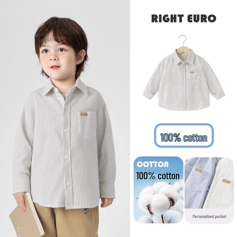 Trendy European Boys' Long Sleeve Casual Shirt - Spring/Autumn Kids' Clothing
