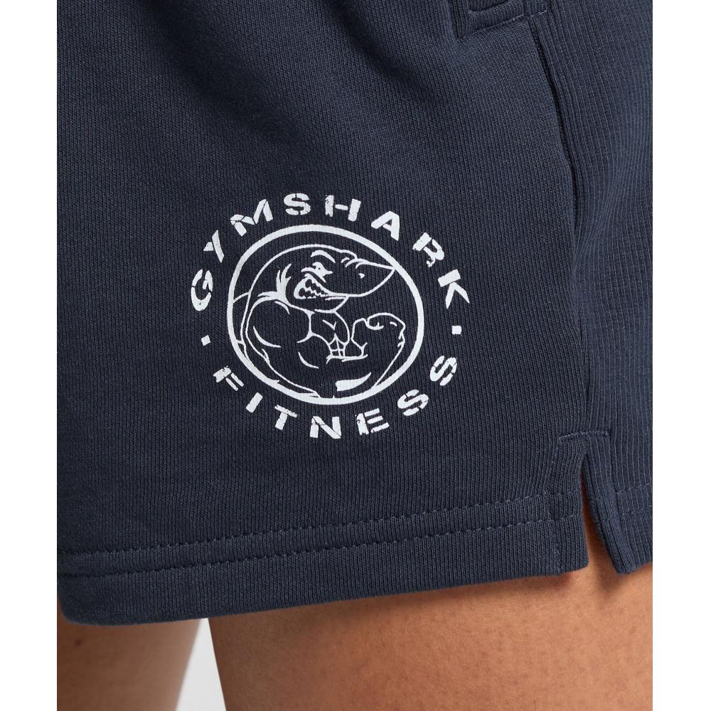 Gymshark Legacy Cotton Shorts Heavy Blue B1b1l Uctn