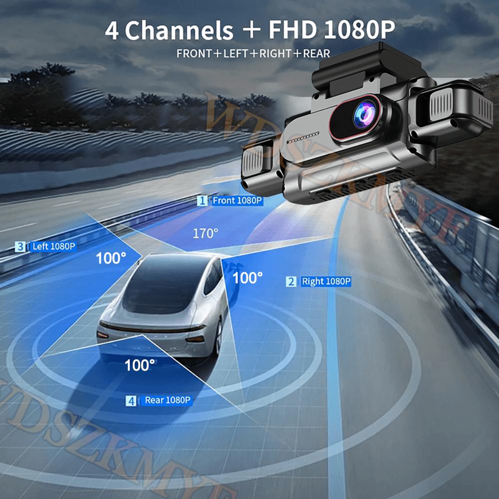 1080P WiFi DashCam Car DVR with 3/4 Lens 360°Auto Black Box Night Vision 24H Parking Monitor Video Recorder for Vehicle Security