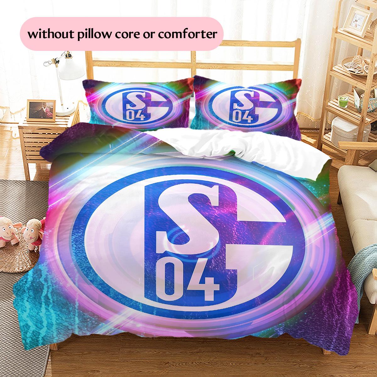FC Schalke 04 Pattern Bedding Quilt Set Home Decoration Gift (1 * duvet cover + 2 * pillowcase without core) 135x200cm