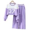 Girls' Spring & Autumn Sports Suit: Long-Sleeve Sweatshirt & Casual Pants, Two-Piece Set for Older Kids