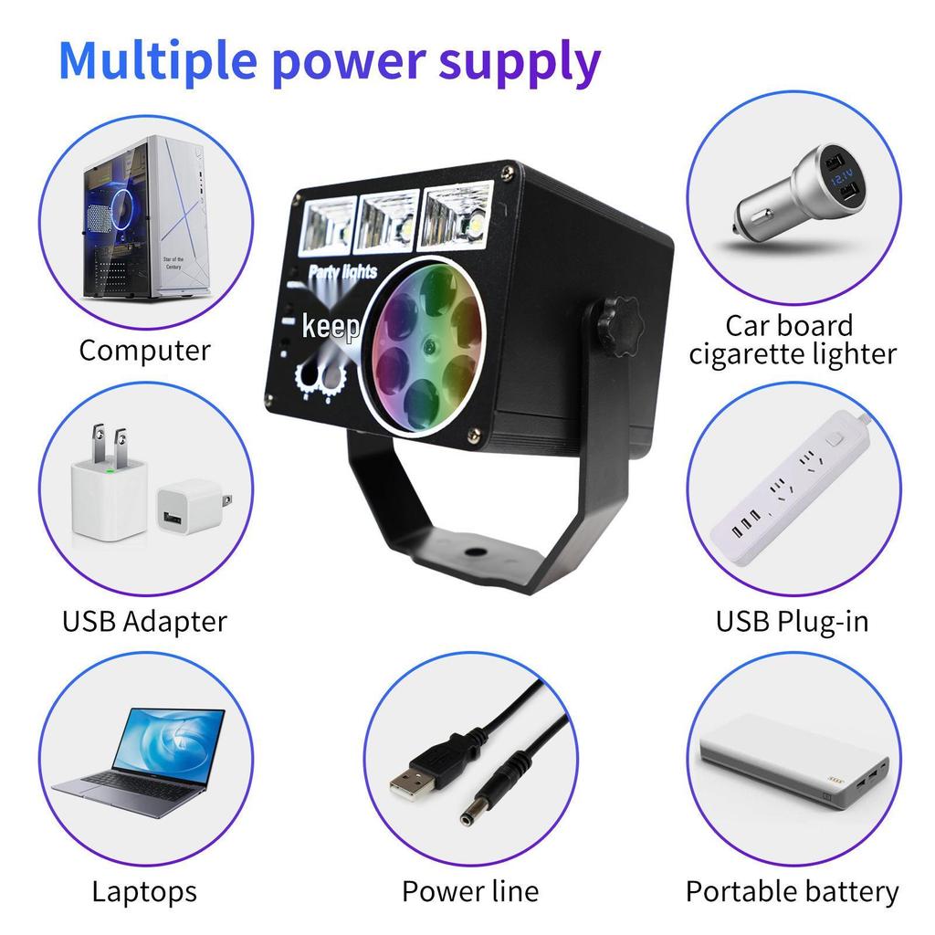 USB Outdoor String Lights: KTV Disco Sound-Controlled Rotating Stage Lights