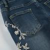 Plant Printed Embroidery Y2K Flare Jeans Women Vintage Skinny Boot Cut Trousers Fashion Street 2000s Denim Pants Fall